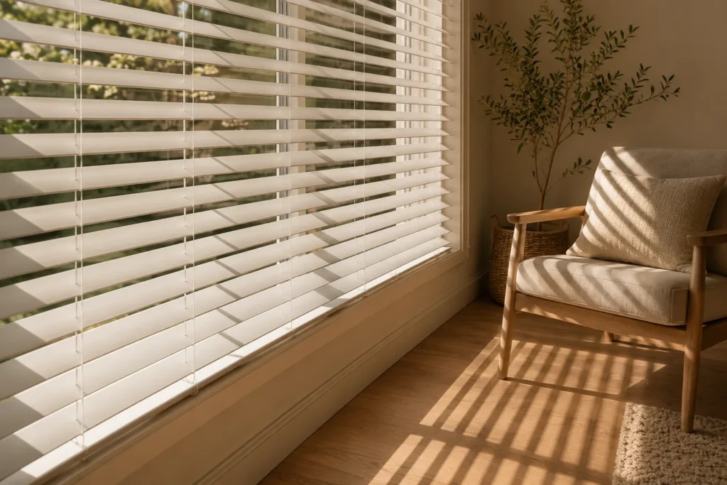 Venetian blinds controlling sunlight