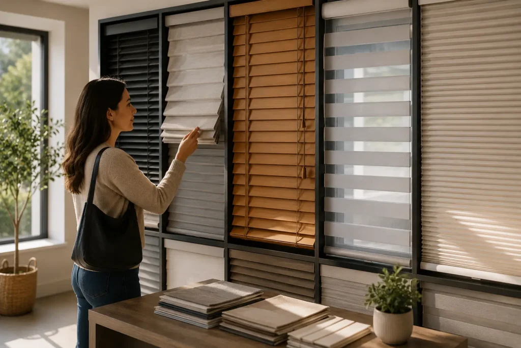 a homeowner choosing between different types of blinds