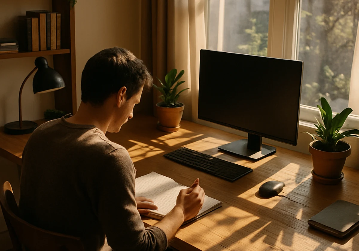 Home office in late morning